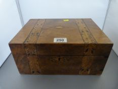 A Victorian jewellery box with Tunbridge ware design