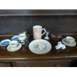A quantity of china to include Torquay ware and Villeroy and Boch to include a metal figure of a