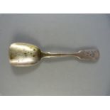 A hallmarked silver caddy spoon dated 1834, London,by Joseph Read, inscribed on reverse "Slavery