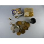 2 silver medallions, small quantity of various coins etc.