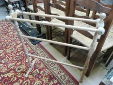 An antique pine towel rail