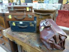 A collection of vintage luggage to inc a Gladstone bag and an Antler suit carrier