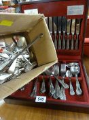 A Viners canteen of cutlery and a quantity of various silver plated cutlery