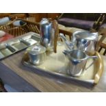 A Picqeout ware Tea set on tray