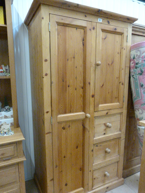 A Pine wardrobe with three drawers - Image 2 of 2