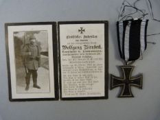 A WW2 German iron cross - Makers mark M.E with death card