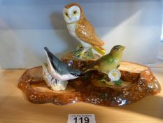 3 Beswick birds on a Beswick tree trunk display stand