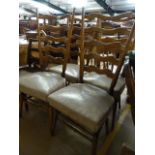 Oak ladderback chairs with splayed back