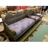 Indian metal clad ornate style sofa and two matching chairs