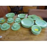 A quantity of Jade coloured part dinner service