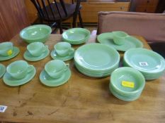 A quantity of Jade coloured part dinner service