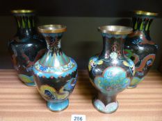 2 pairs of Cloisonne vases A/F