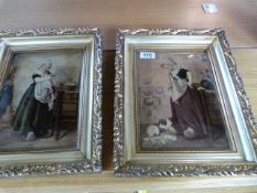 A pair of paintings on glass