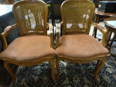 A pair of lattice back mahogany framed carver chairs