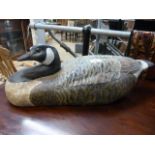 Wooden goose decoy signed CB91