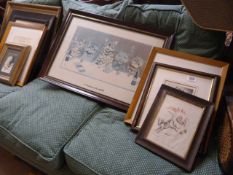 Eight Louis Wain prints