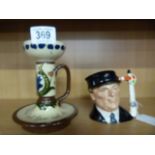 A limited edition Royal Doulton character jug "The Engine Driver" D6823 and a Torquay ware