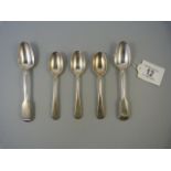Three matching hallmarked silver coffee spoons and two others - total weight - 108g