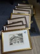 A quantity of framed etchings, watercolour etc.