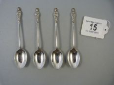 A set of four hallmarked silver coffee spoons - weight 56.9g