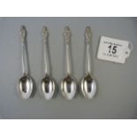 A set of four hallmarked silver coffee spoons - weight 56.9g