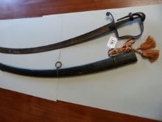 A 19th Century Cavalry sword in scabbard A/F