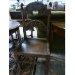 Carved oak hall chair