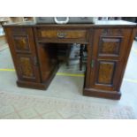 A Mahogany carved ladies twin pedestal writing desk