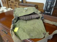 A Home Guard gas mask in canvas bag