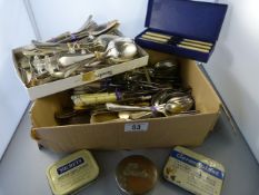 A large quantity of silverplated cutlery and serving spoons