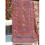 Red Ground with Blue Meshwani Runner 61cm x 240cm