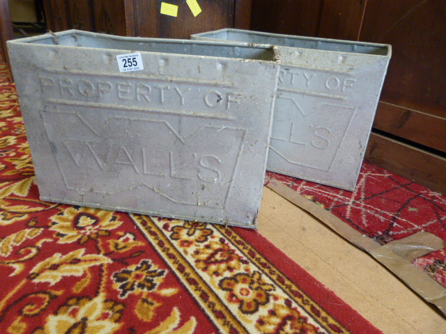 Two aluminium crates 'Property of walls'