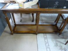 A glass topped console table