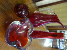 A quantity of Whitefriars ruby red wear