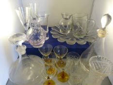 A small quantity of Glassware, to include Ships Decanter and one other, coloured glass vase, Amber