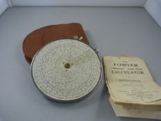 A Fowler 'Magnum' Long Scale Calculator in original leather case and manual (Manual A/F)