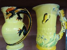 A Burleigh Ware Butterfly jug and a Burleigh Ware Dragon jug