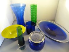 A small quantity of coloured glassware etc