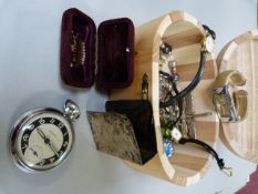 A small quantity of various items, compass, pocket watch, silver brooch etc.