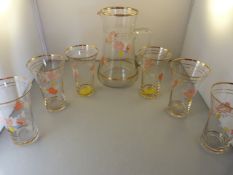 A Glass lemonade set -six glasses and a jug