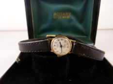 A 9ct Gold hallmarked ladies wrist watch made by Rotary