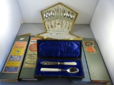 A small quantity of boxed cutlery to include a hallmarked banded knife