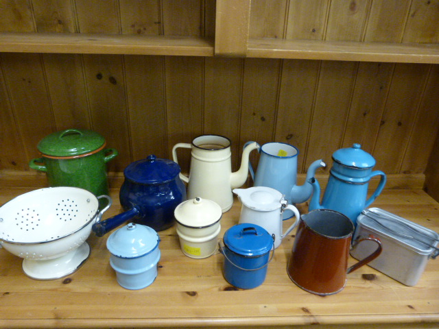 A large quantity of enamelled items