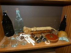 A quantity of pressed glass bottles, etc