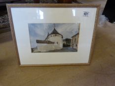 'Church of St Antoine, Le Breuilk' watercolour by John Newberry RWS from Canterbury Gallery,