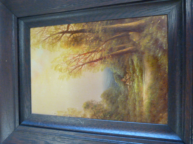 A Watercolour of a Robin unsigned, oil on board of a woodland scene unsigned and two watercolours by - Image 2 of 3