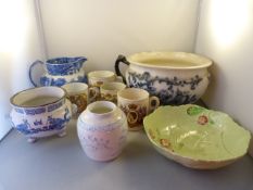 A quantity of Victorian china, commemorative ware, washbowl, oriental bowl etc - 1 shelf