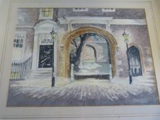 A Philip Martin watercolour c.1970 of a Winter Scene - framed and singed bottom right
