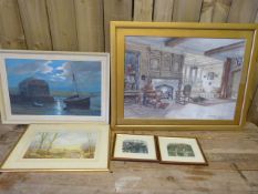 A pair of signed prints by Chad Coleman, signed watercolour by Stephen Foster and two other