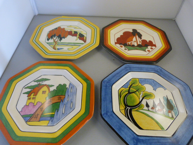 A Wedgwood Octagonal Plate boxed set Bizarre by Clarice Cliff (4) - all plates 90 of 1000